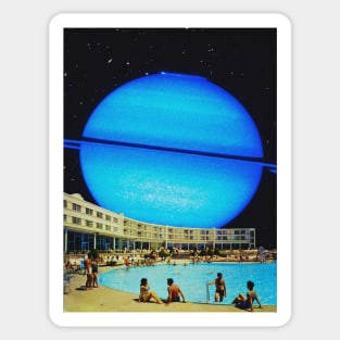 Outer Planets Hotel - Space Collage, Retro Futurism, Sci-Fi Sticker